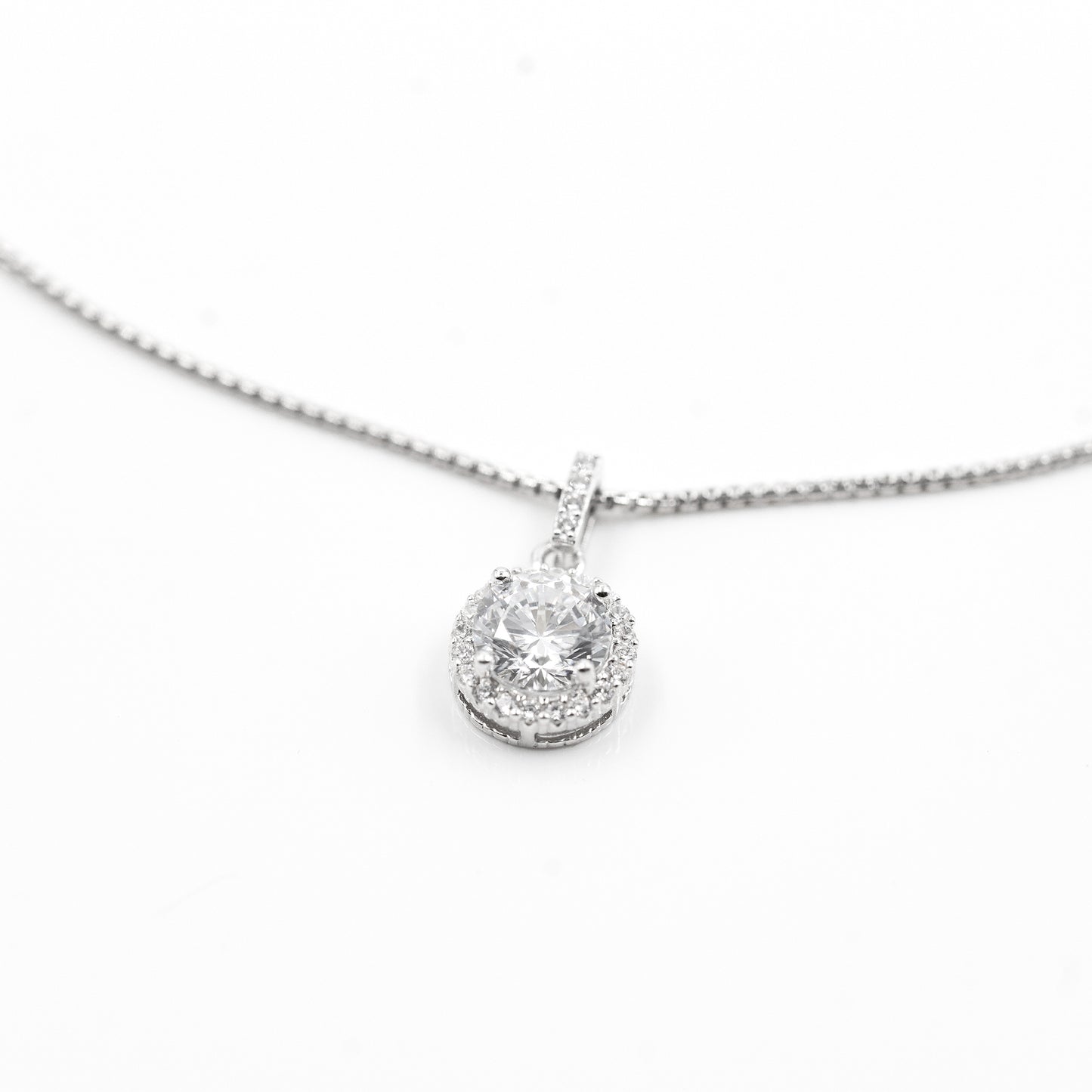 Silver Radiant Round Solitaire Jewelry Set