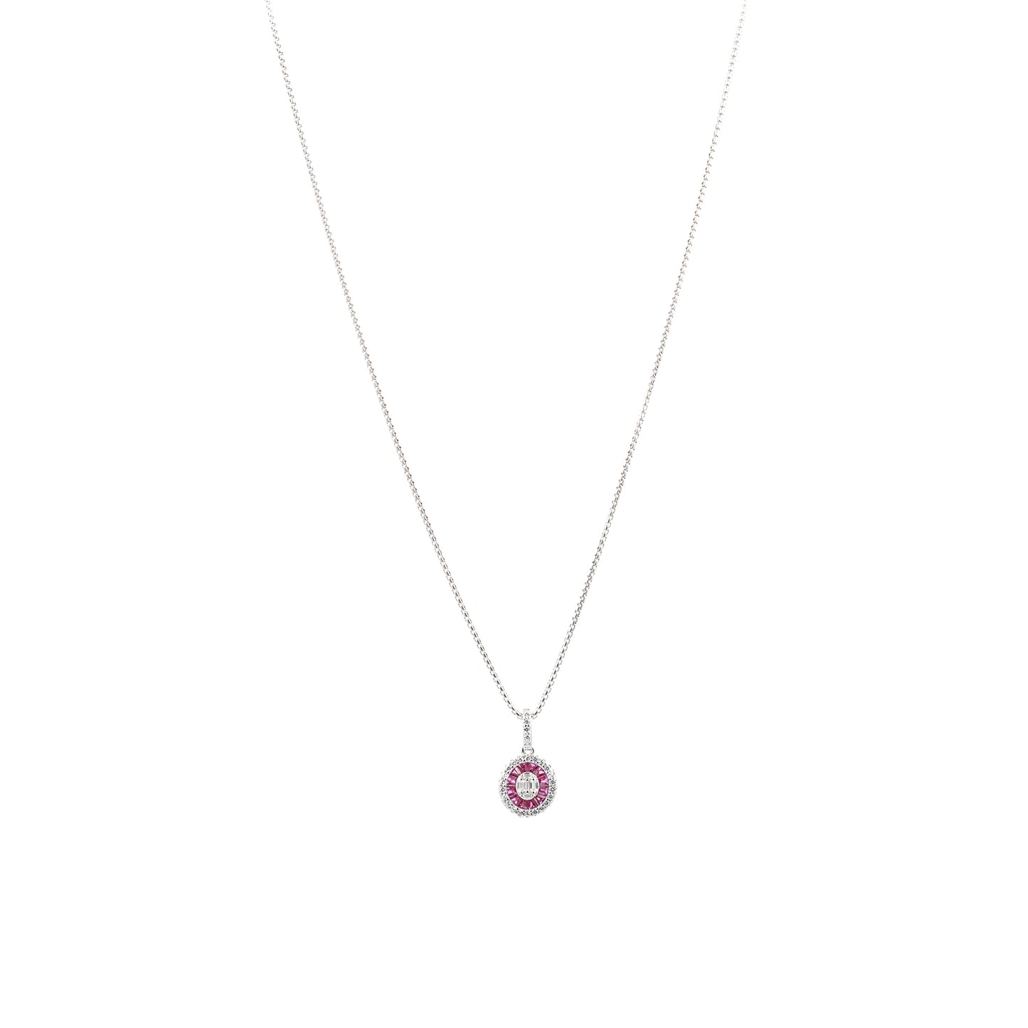 Silver Dark Pink Vibrant Oval Drops Dark Jewelry Set