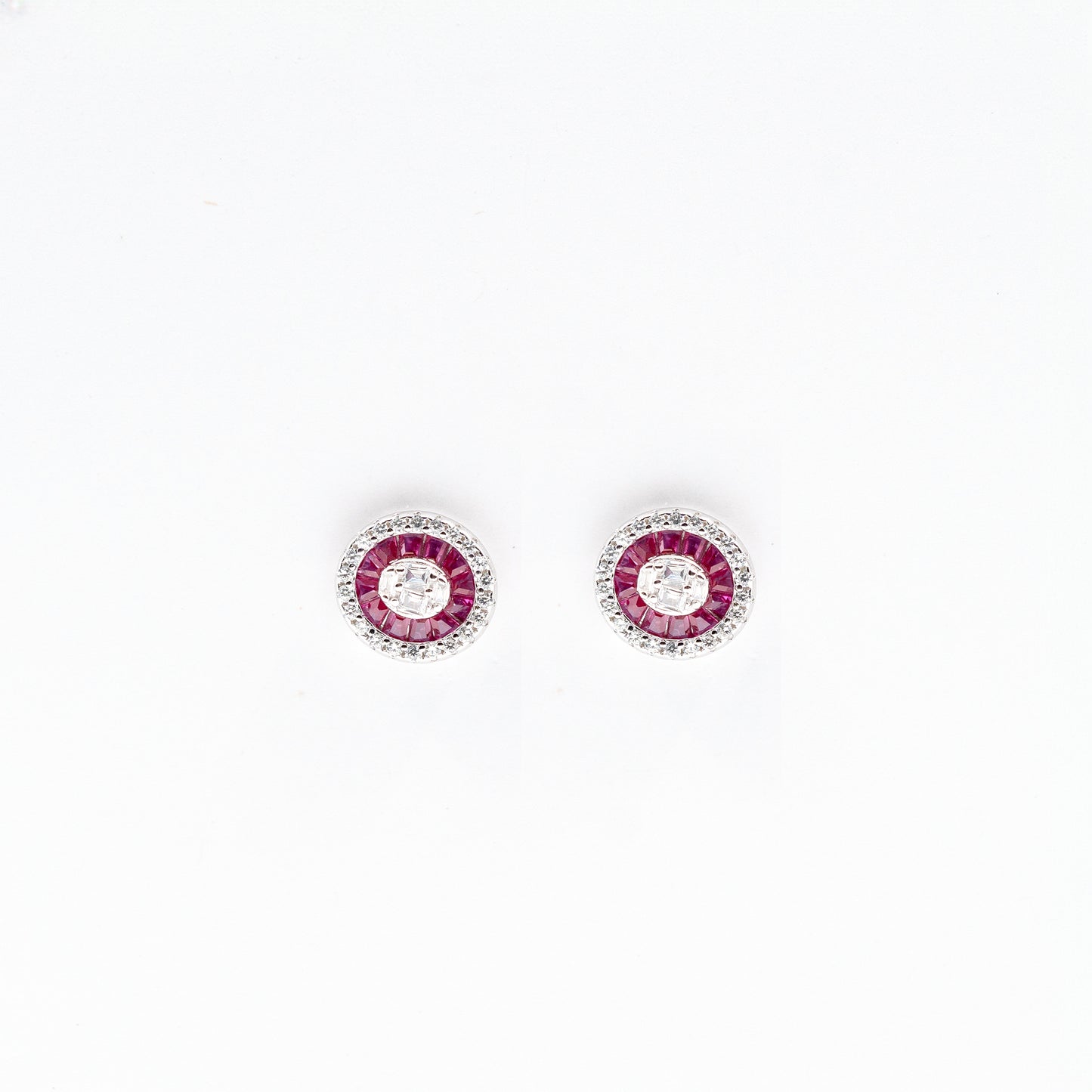 Silver Dark Pink Vibrant Oval Drops Dark Jewelry Set