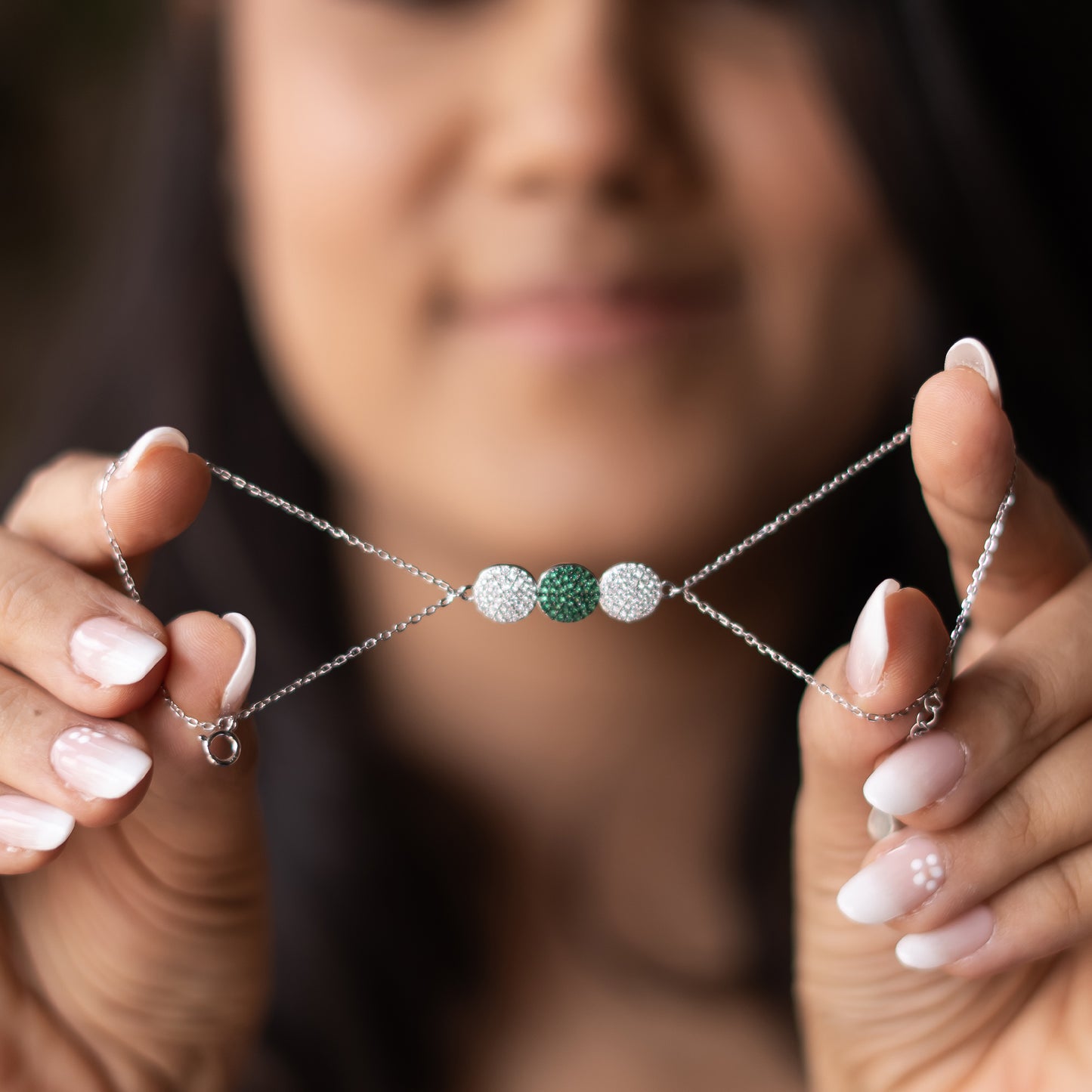 Silver Emerald Glow Bracelet