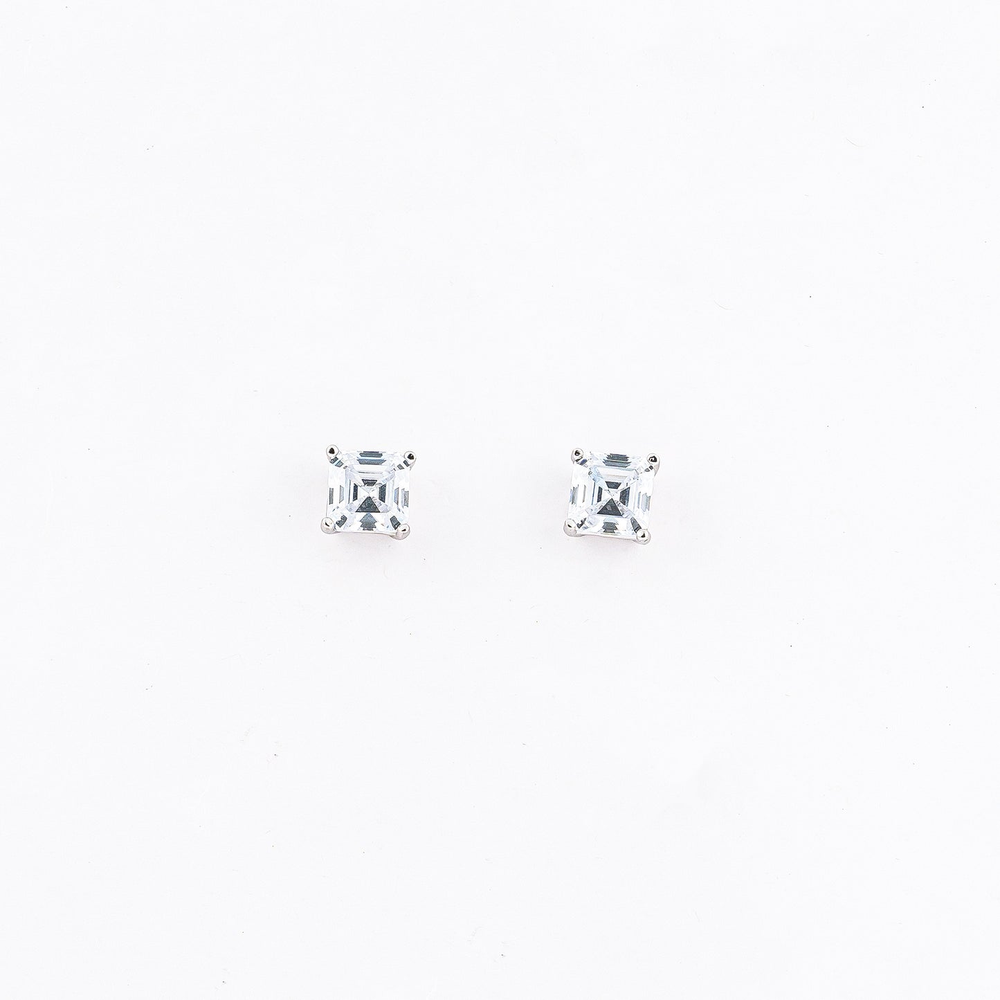 Silver Regal Square Solitaire Earrings