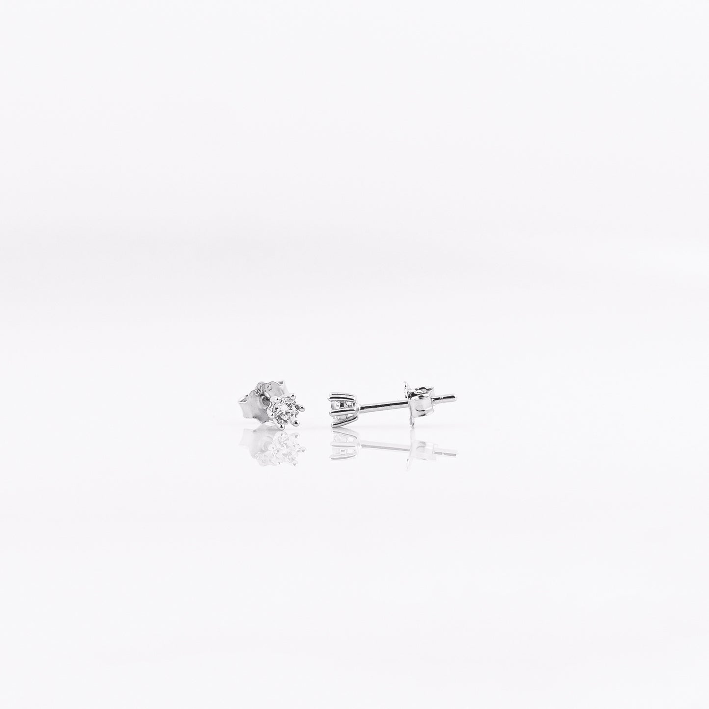 Silver Mini round Solitaire Earrings