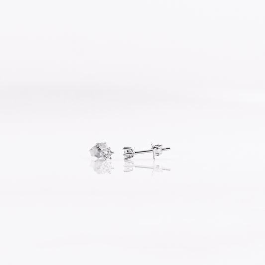 Silver Mini round Solitaire Earrings