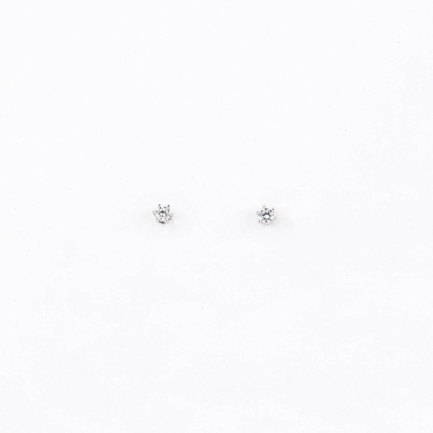 Silver Mini round Solitaire Earrings