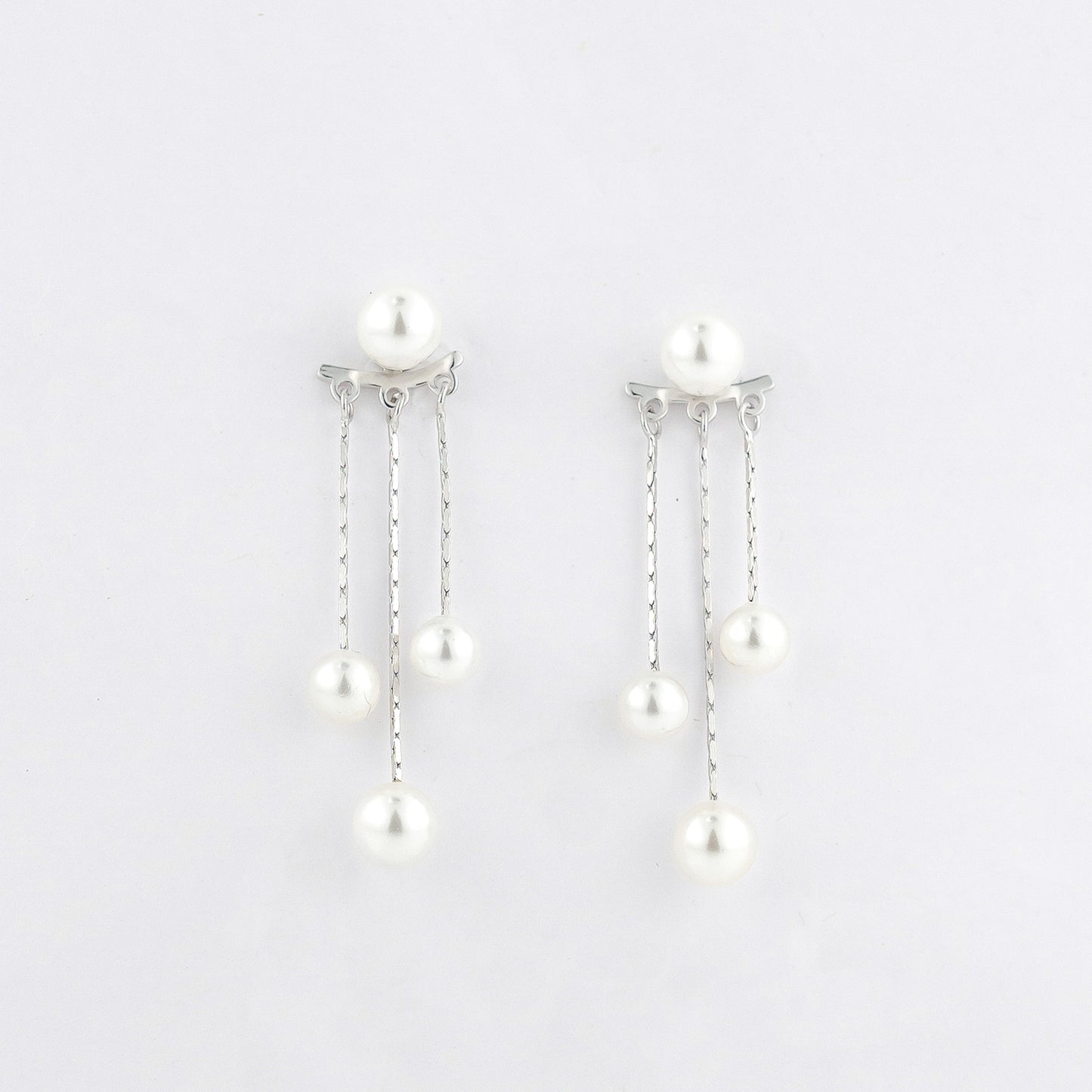 Silver Detachable Pearl Dangler Earrings