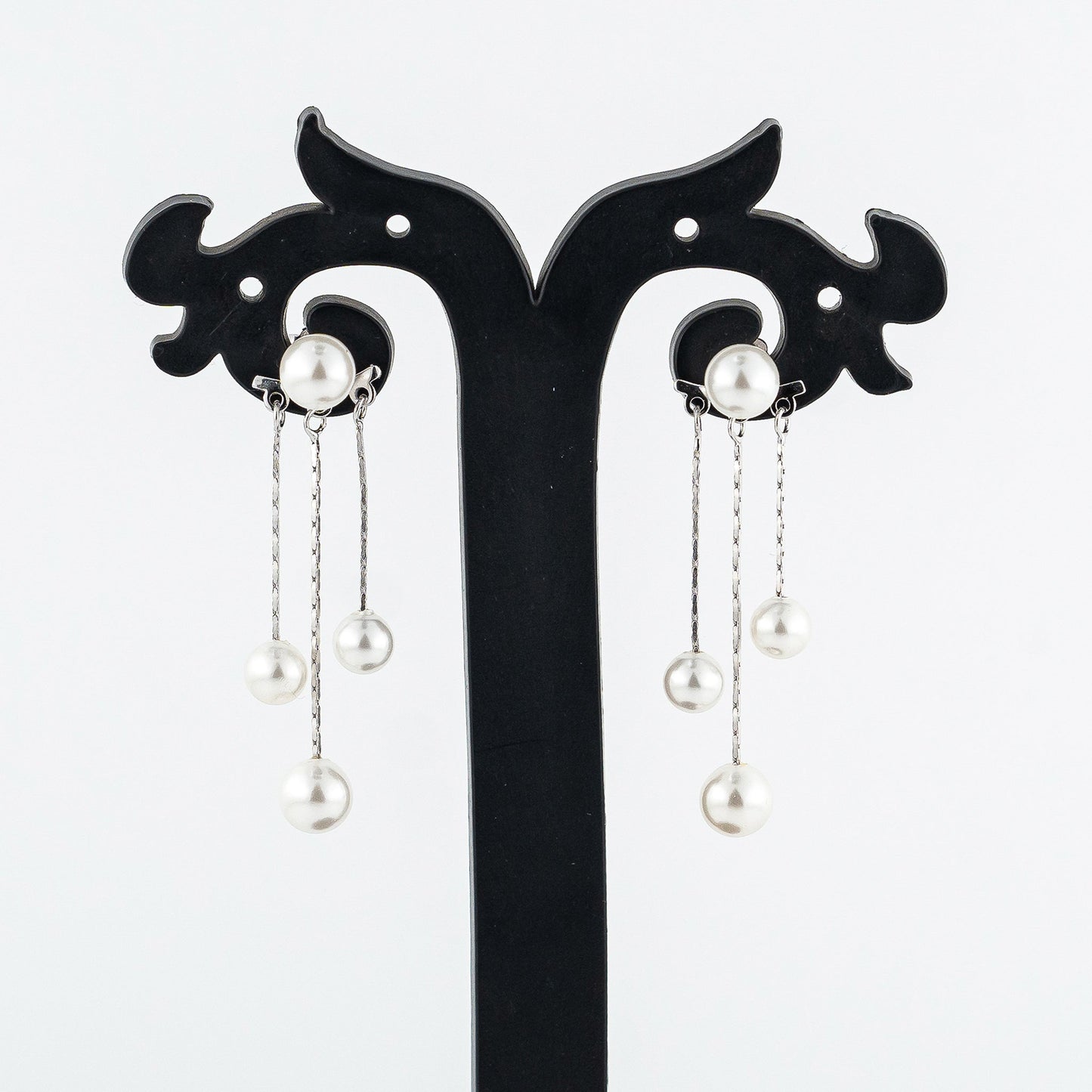 Silver Detachable Pearl Dangler Earrings