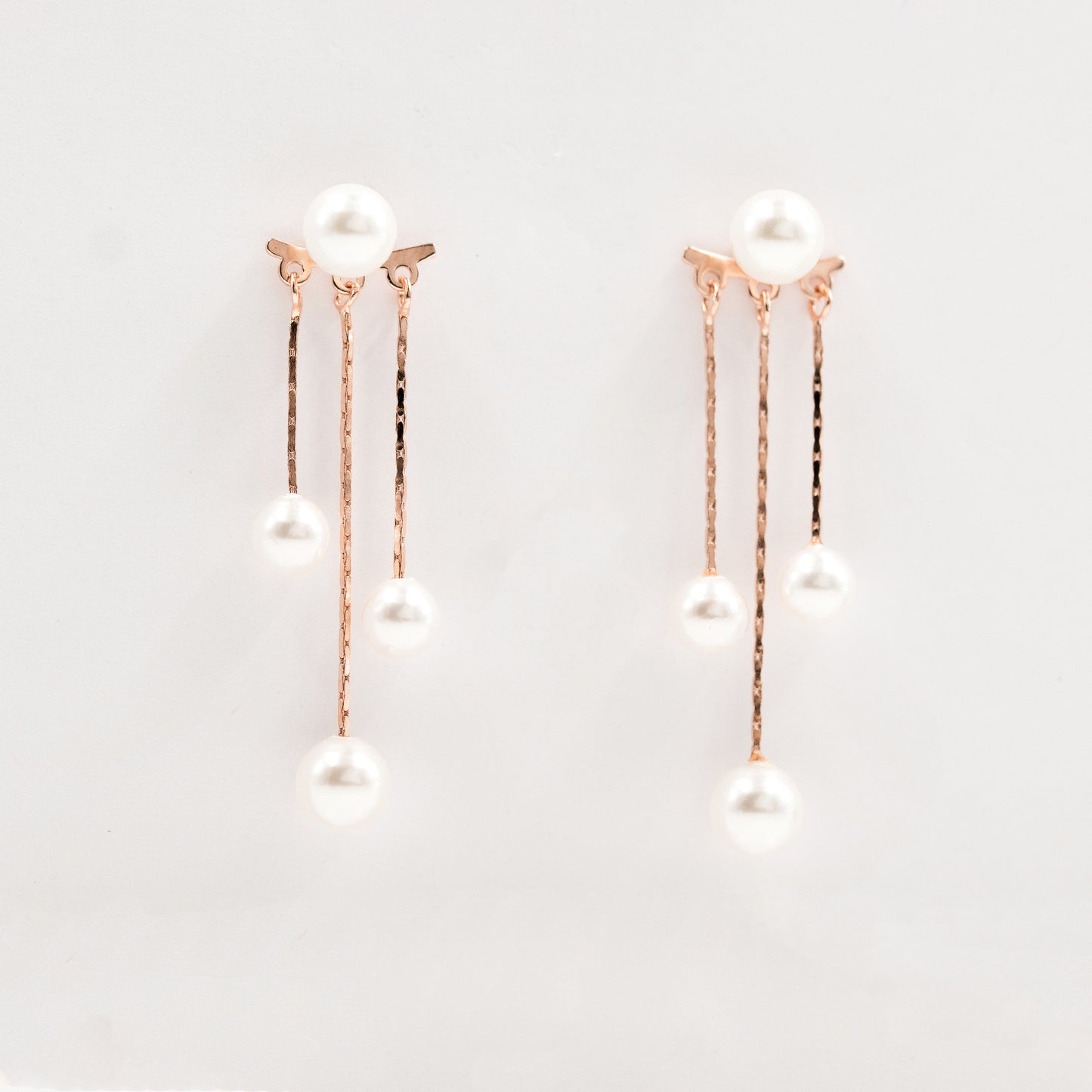 Rose Gold Detachable Pearl Dangler Earrings