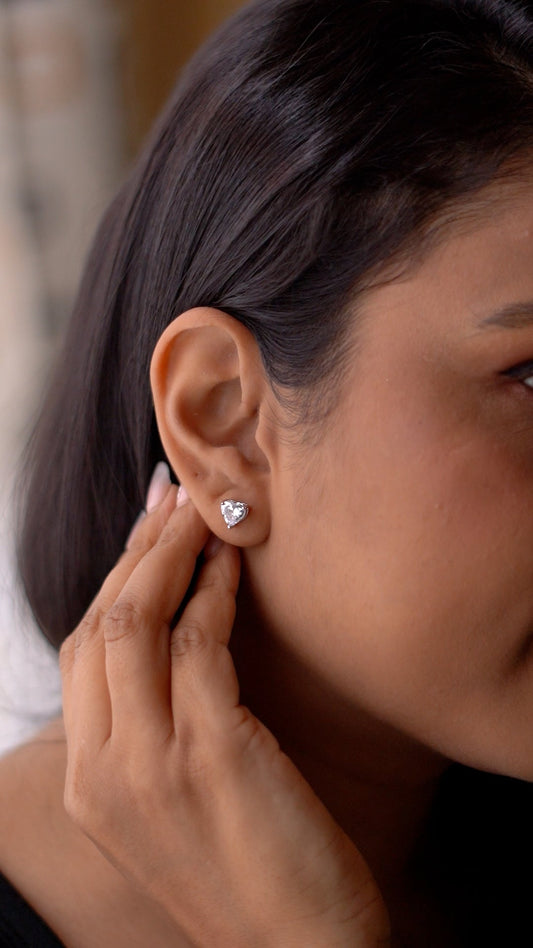 Silver Heart's Desire Solitaire Earrings