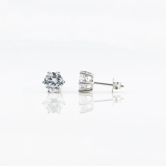 Silver Radiant round Solitaire Earrings