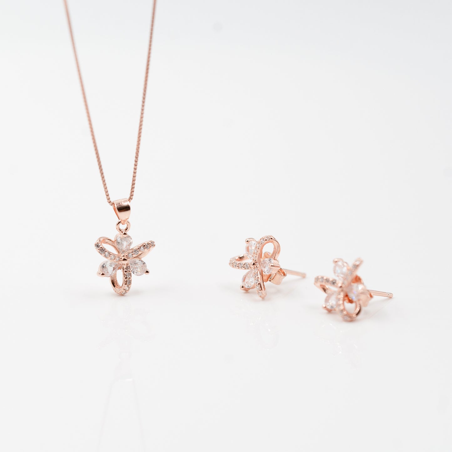 Rose Gold Trifloral Elegance Jewelry Set