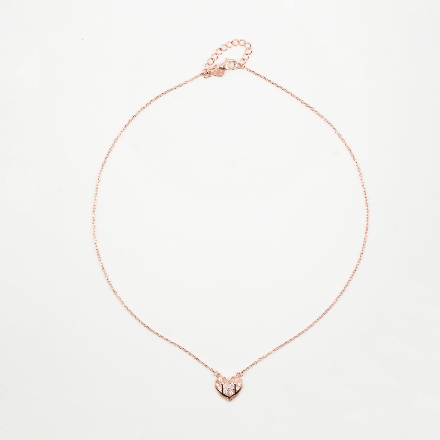 Rose Gold Diamond Mesh Heart Necklace