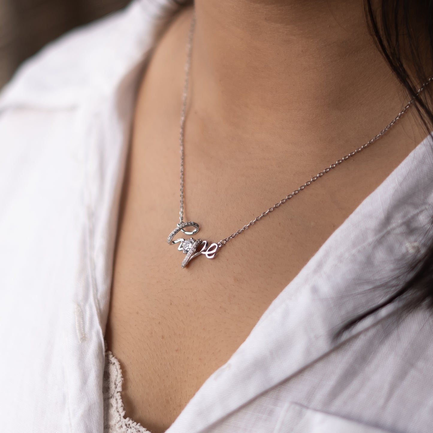 Silver Hopeful Heart Necklace