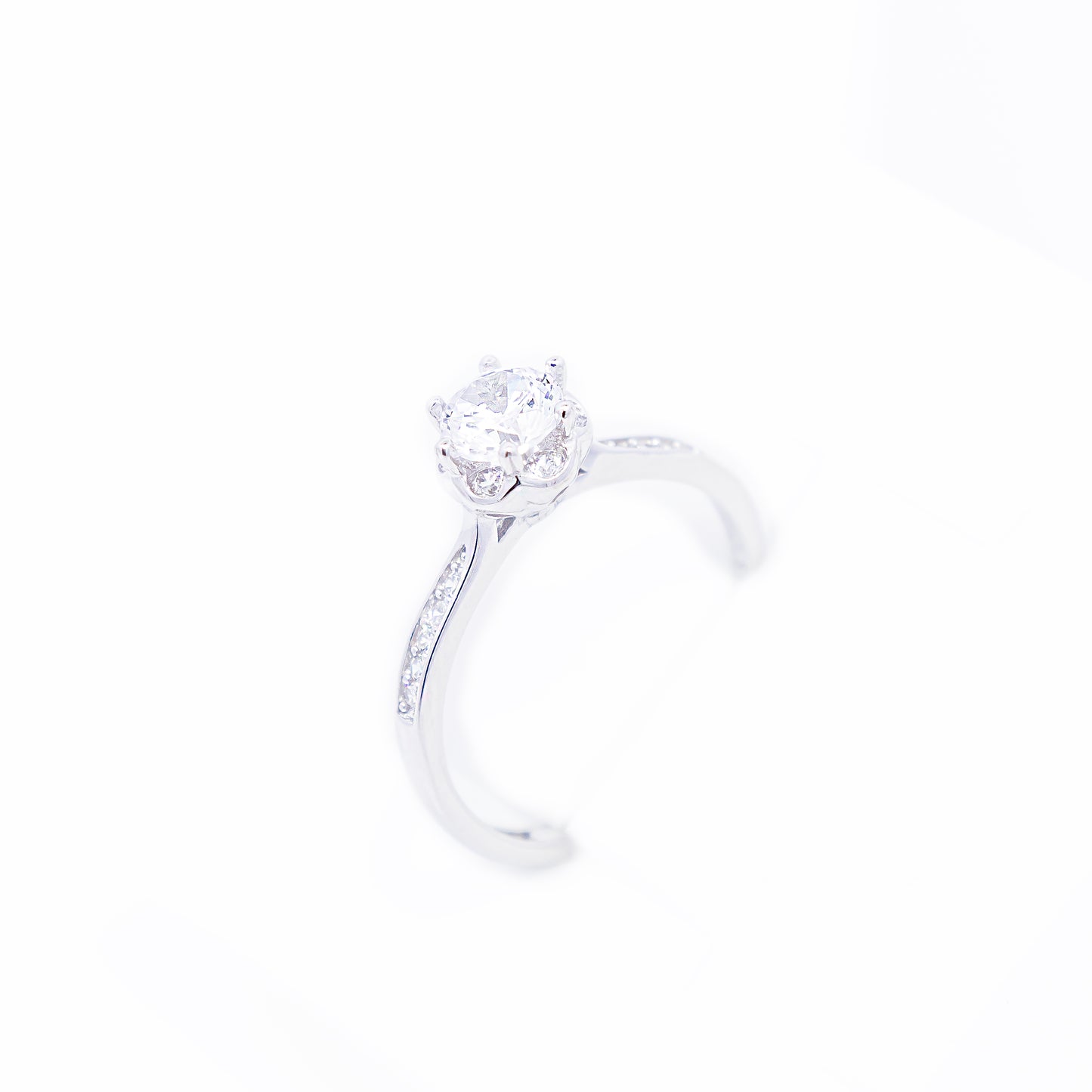 Adjustable Silver Solitaire Engagement Ring