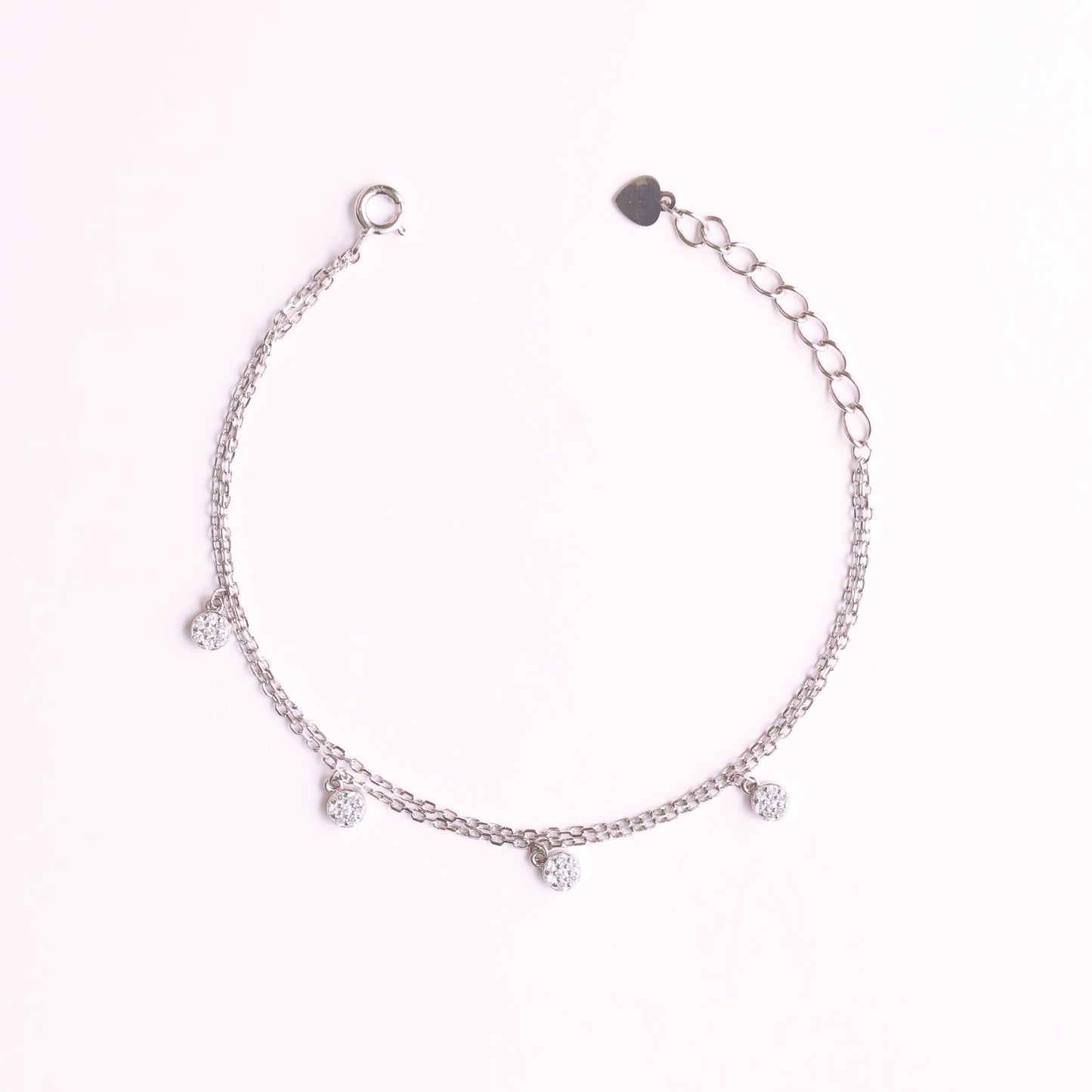 Double Layered Hanging Beads Silver Bracelet