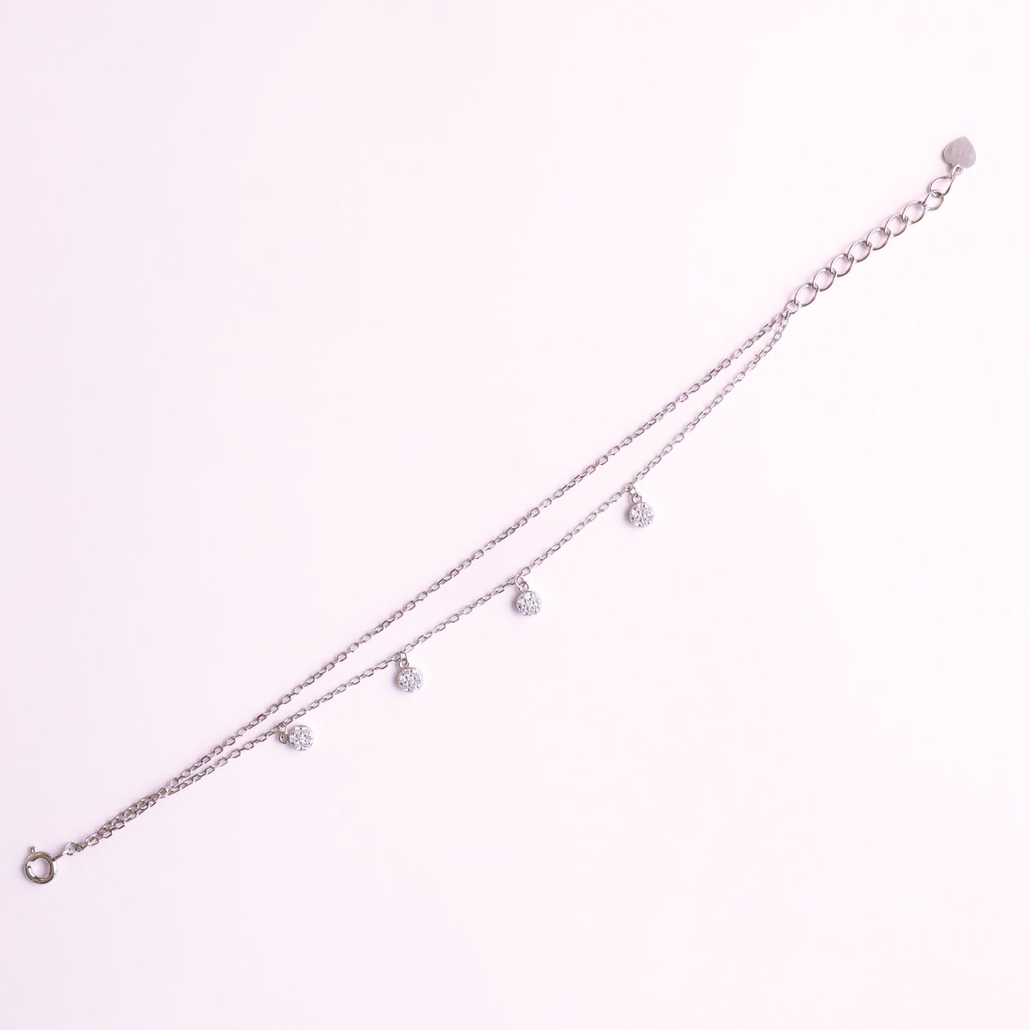 Double Layered Hanging Beads Silver Bracelet