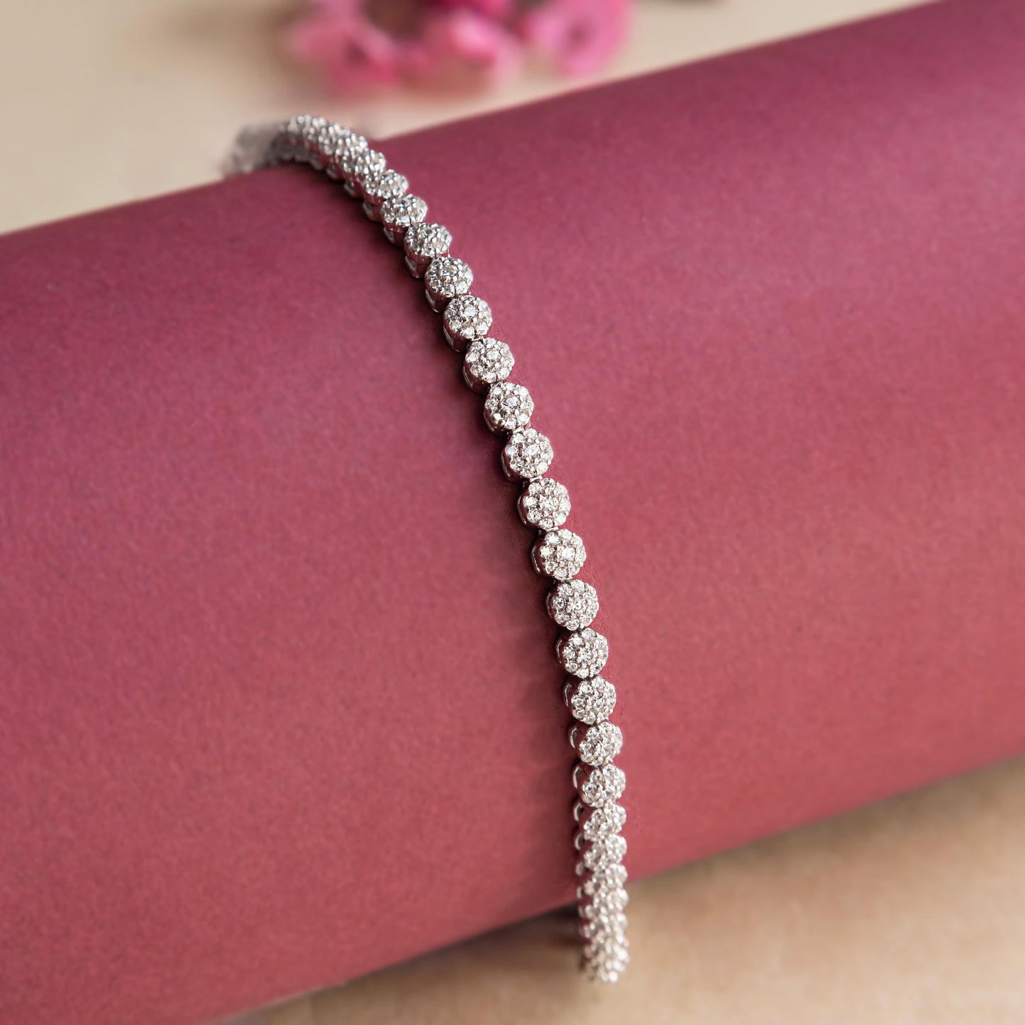 Silver Medium Floral Tennis Bracelet