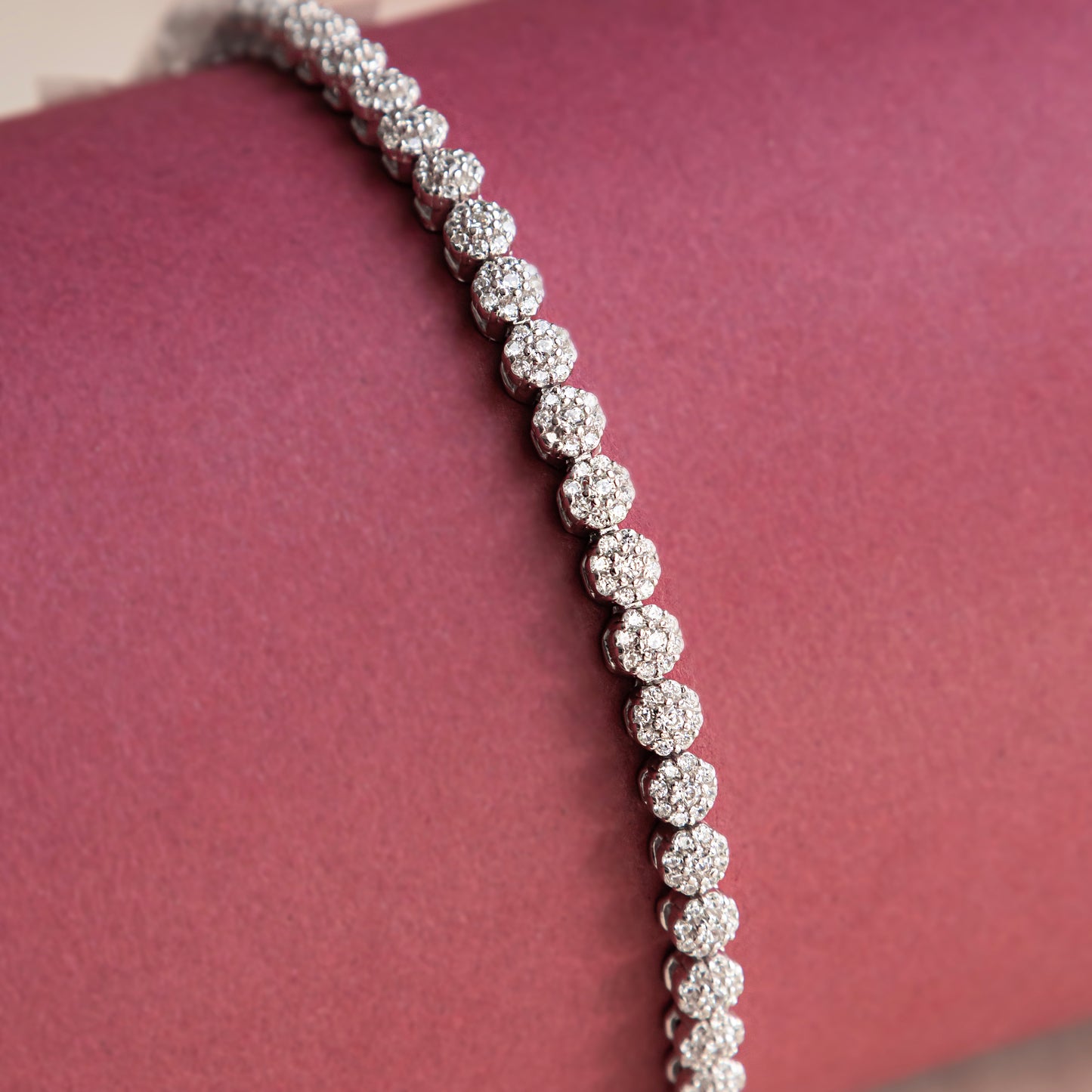 Silver Medium Floral Tennis Bracelet