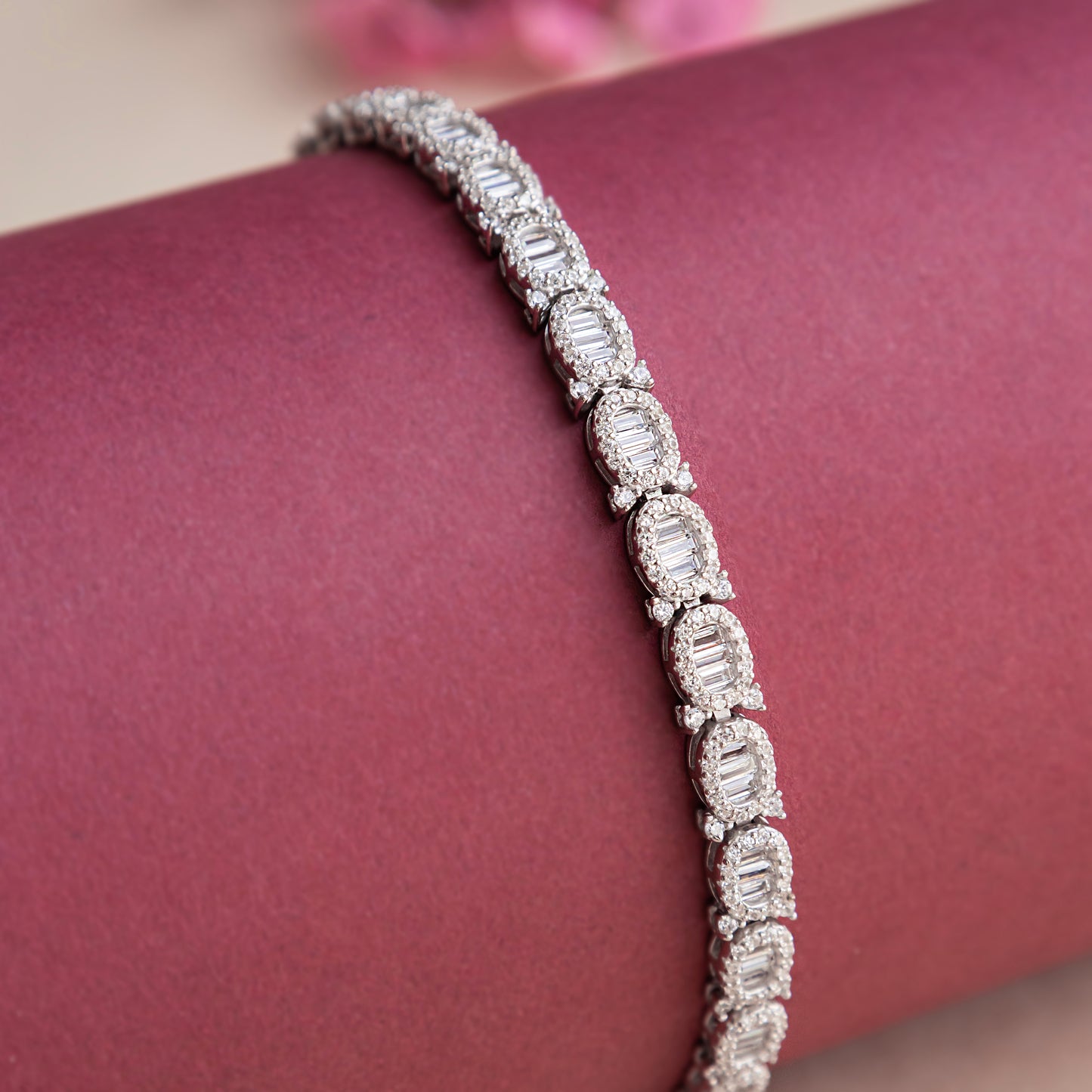 Silver Oval Heavy Tennis Bracelet