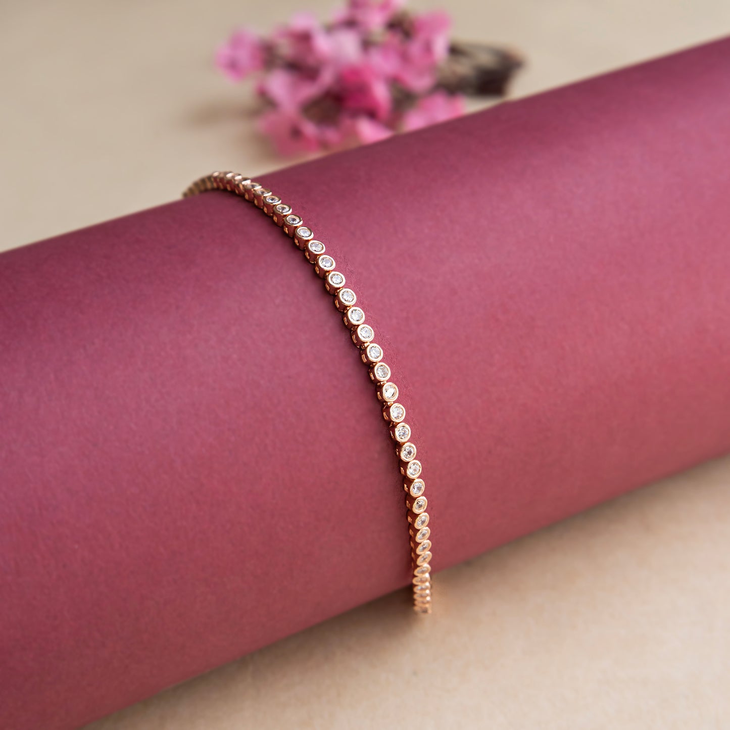 Rosegold Zircon Delicate Tennis Bracelet