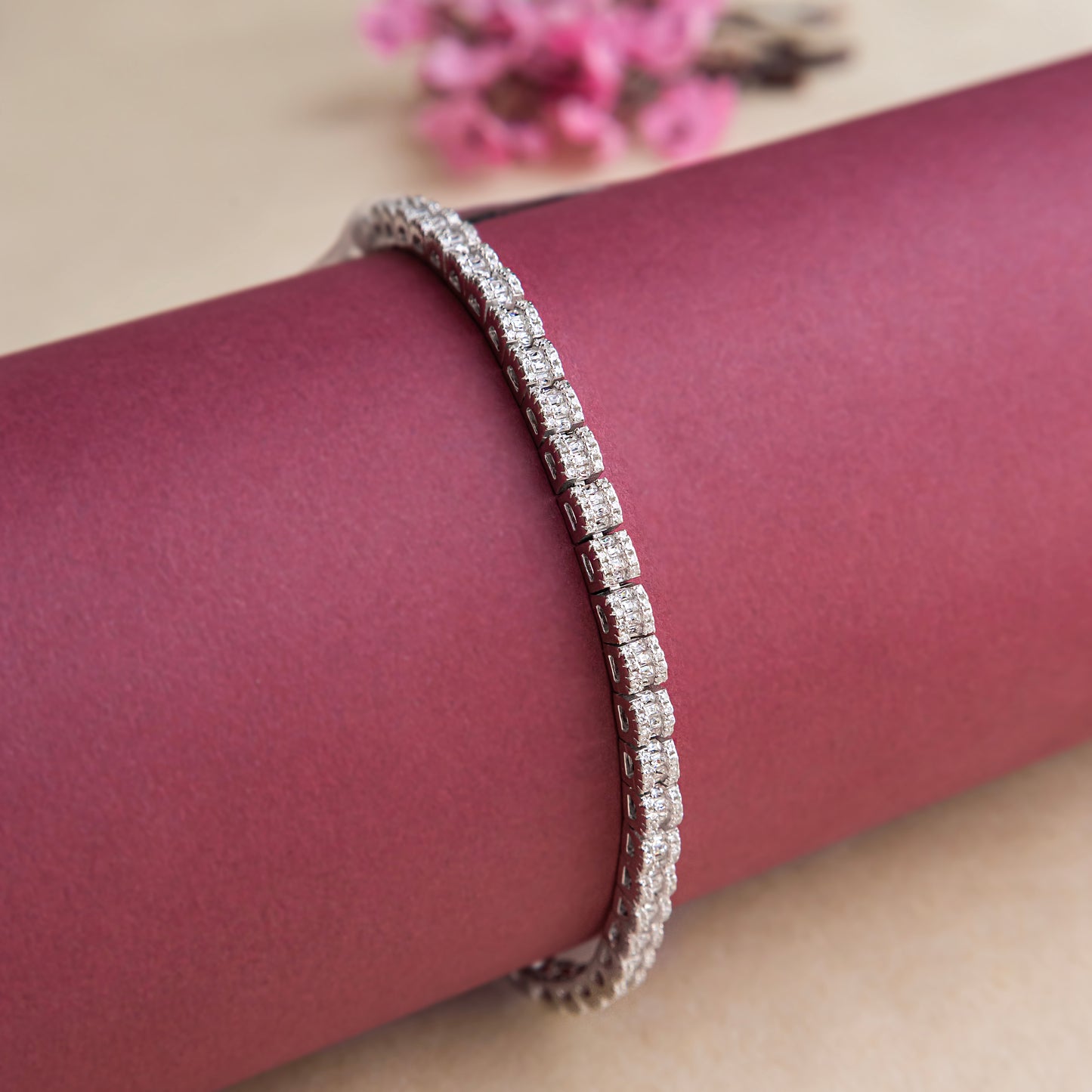 Silver Designer 3d Tennis Bracelet