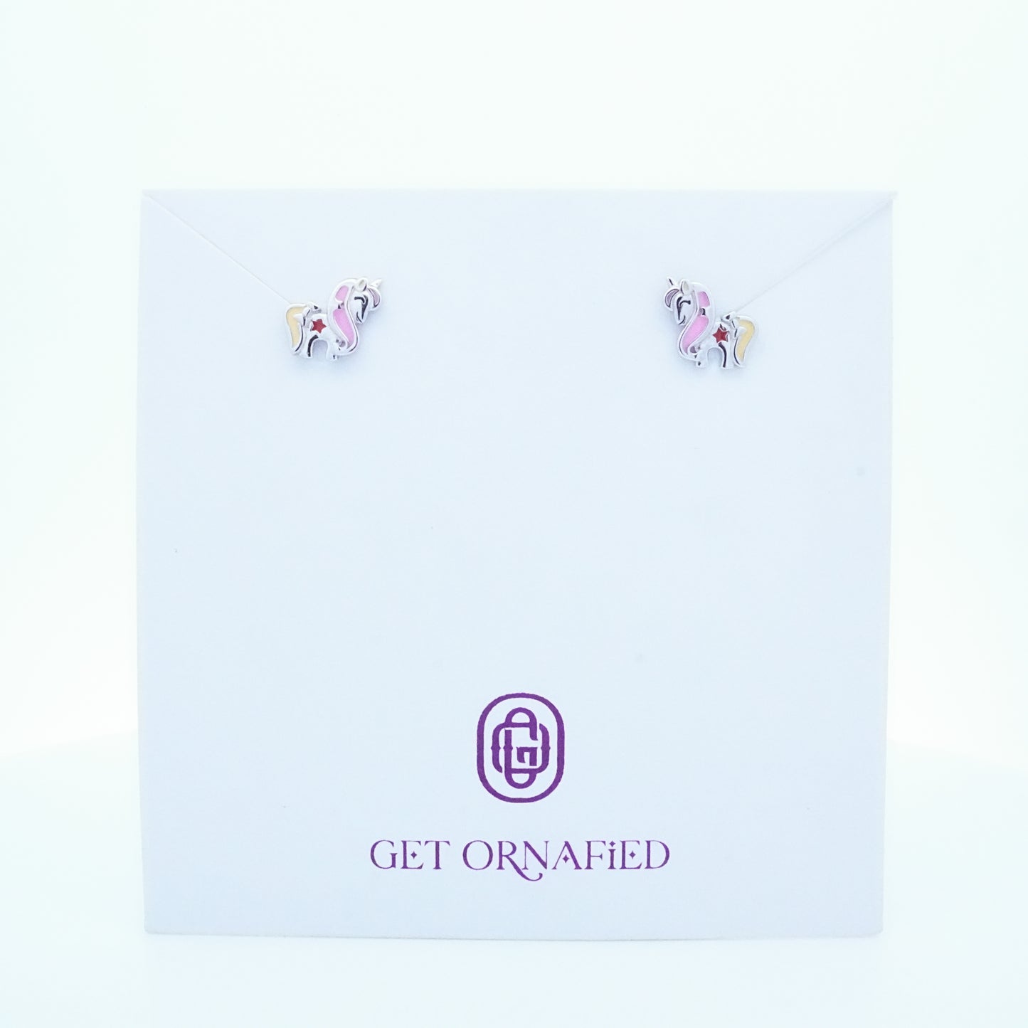 Silver Pink Yello Unicorn Kids Earrings