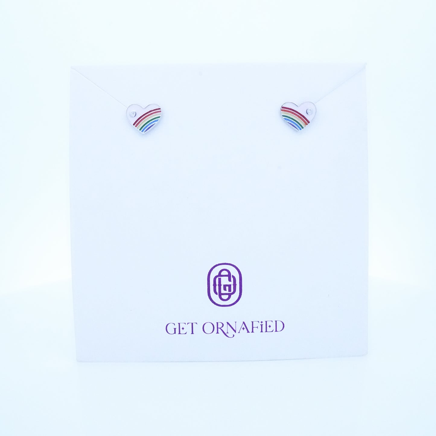 Silver Purple Enamle Heart Kids Earrings