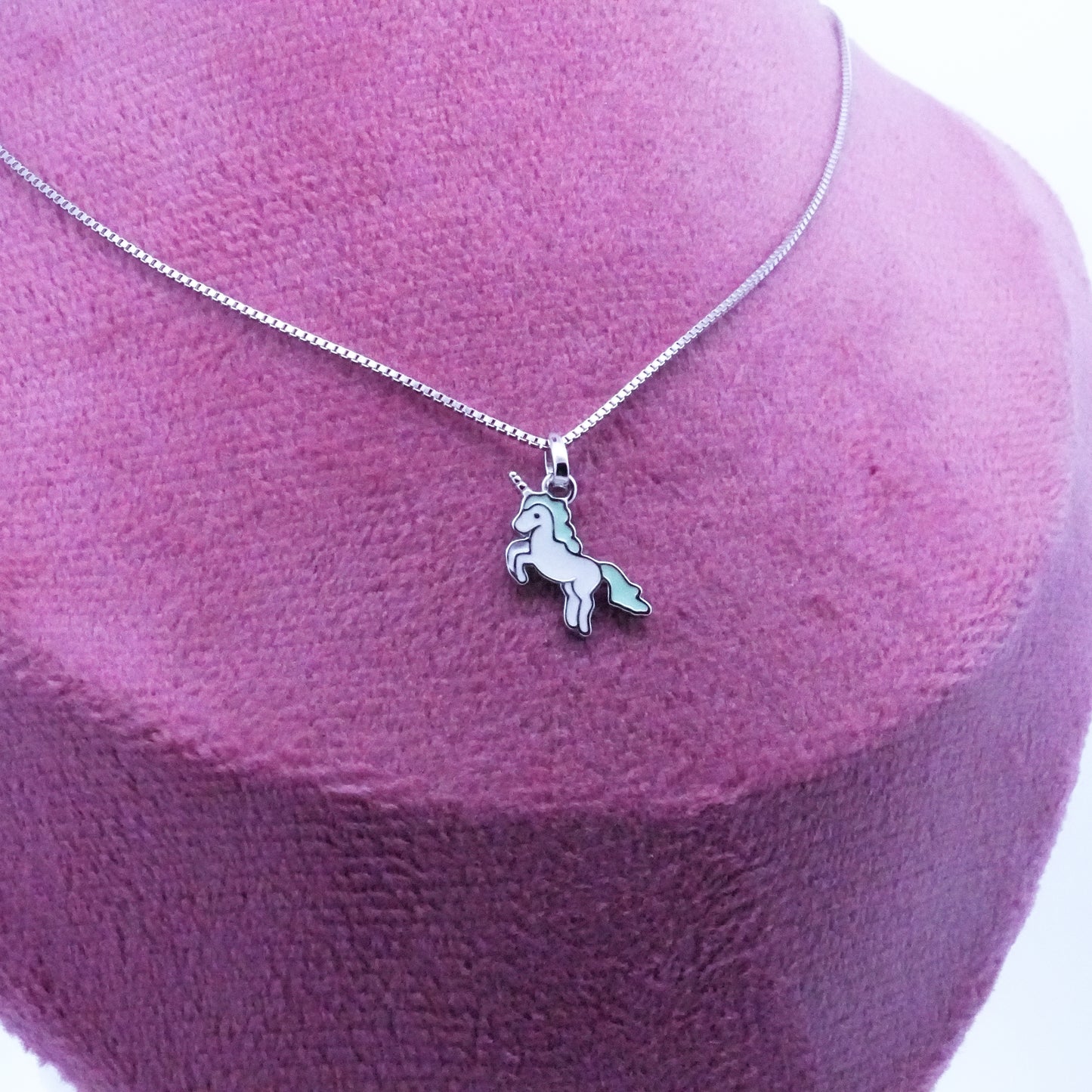 Silver Lightgreen Unicorn Kids Earrings