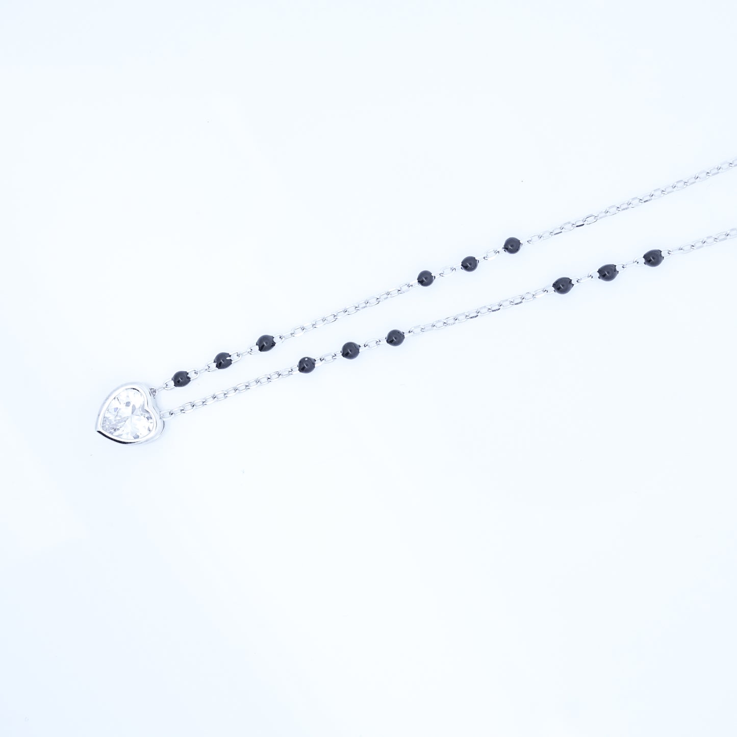 Silver Small Heart Solitaire Mangalsutra