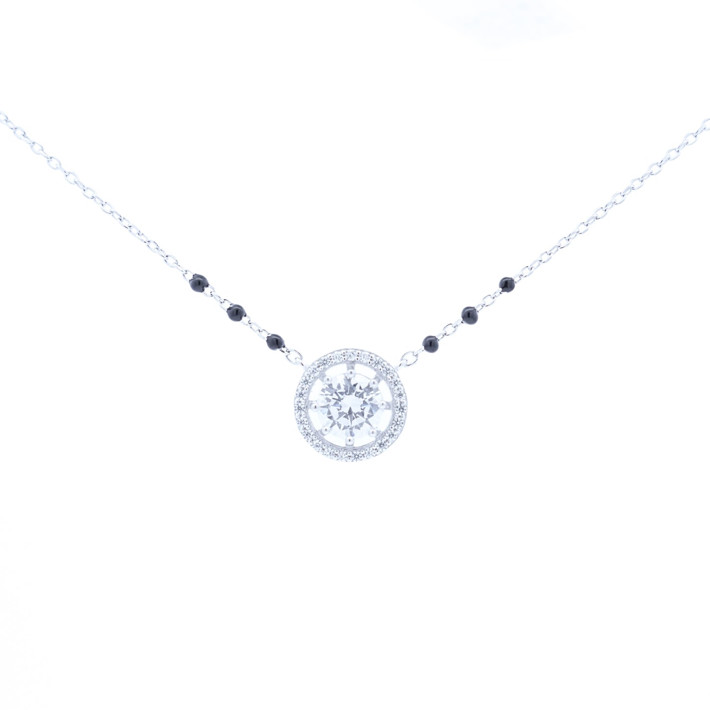 Silver wheel design Solitaire Mangalsutra