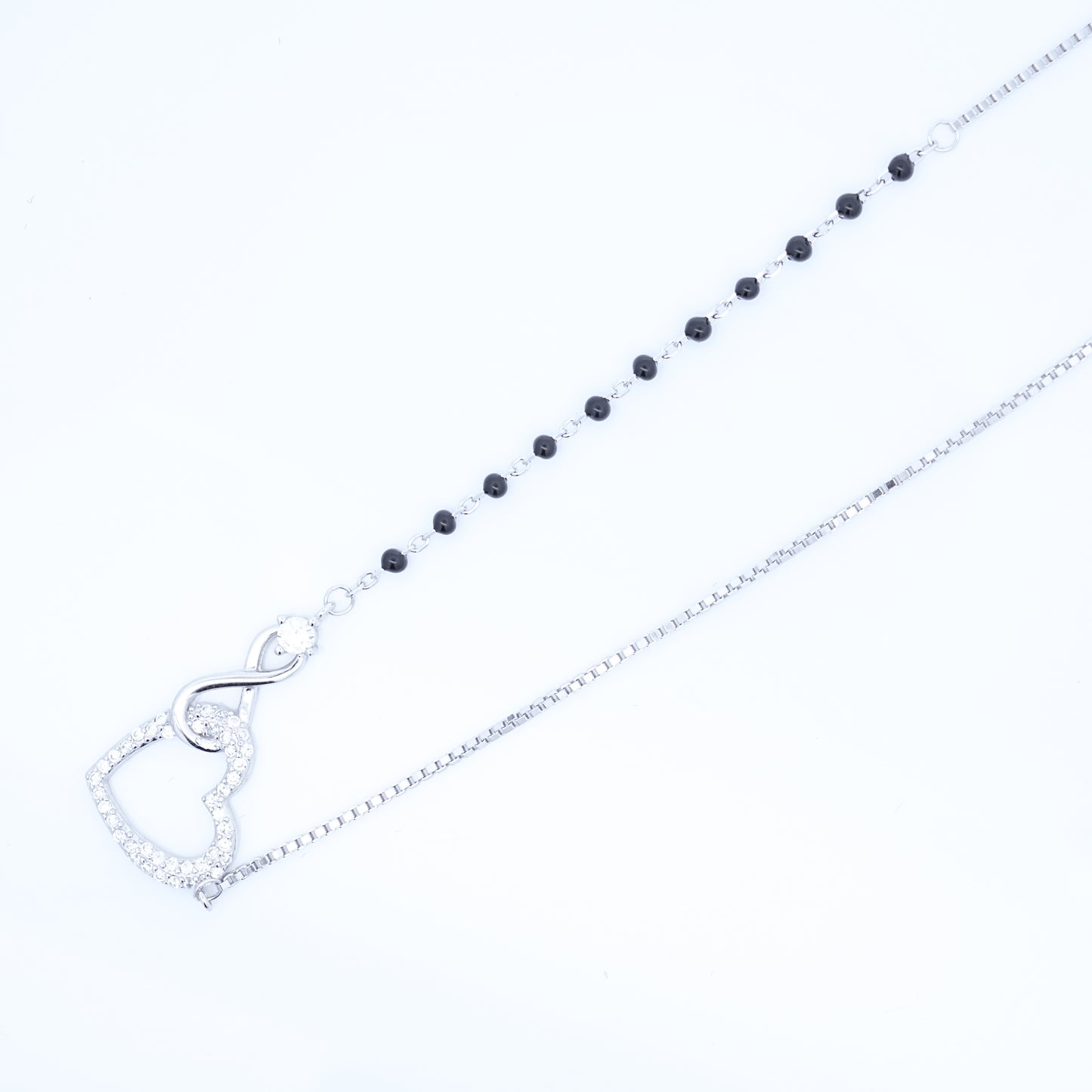 Silver heart Infinity Diamond Mangalsutra