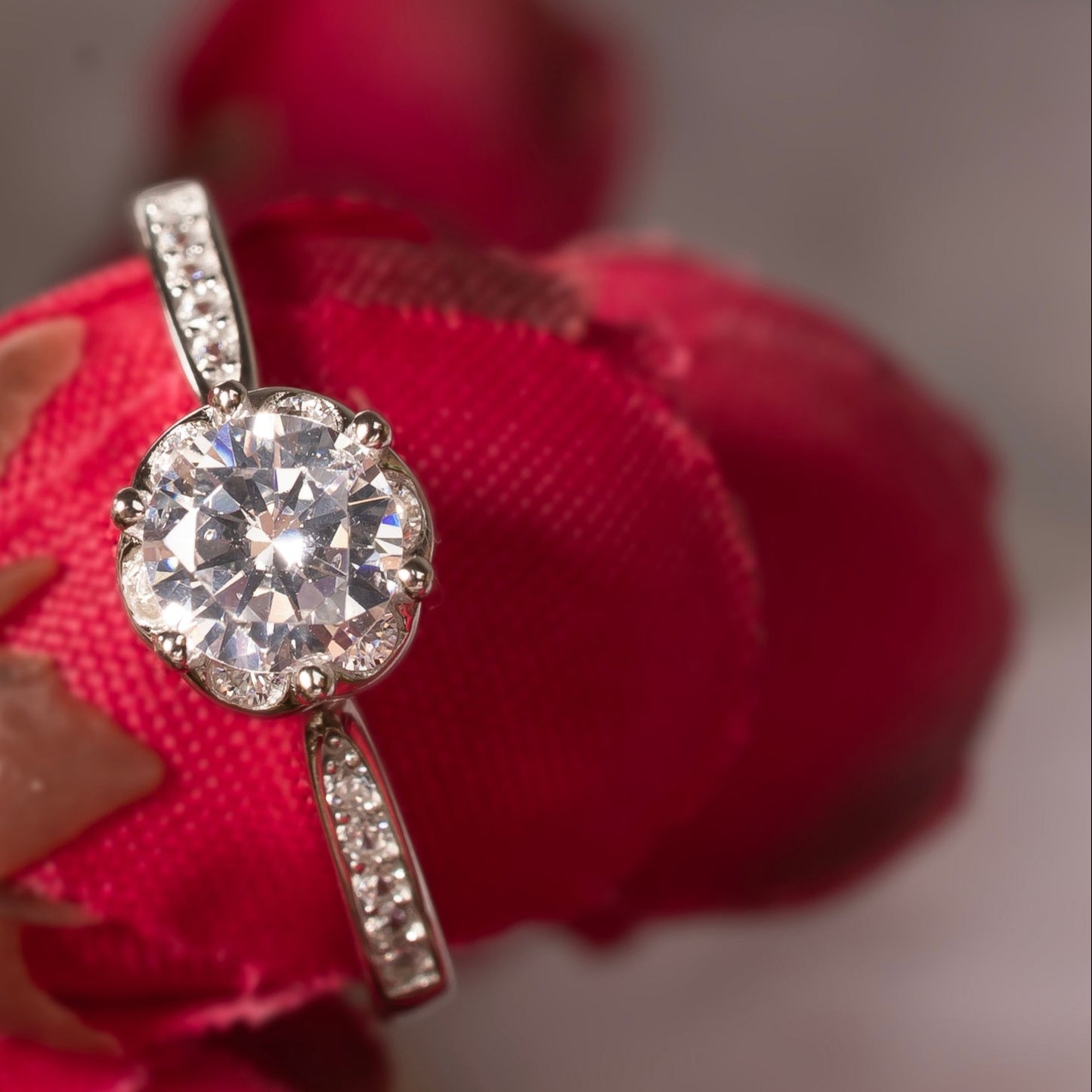 Adjustable Silver Solitaire Engagement Ring