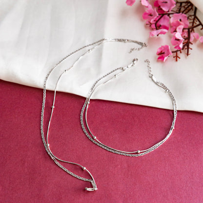 Double Layered Silver Anklet
