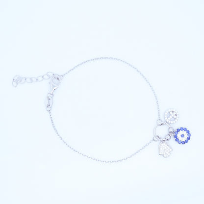 Silver EvilEye Charms Bracelet