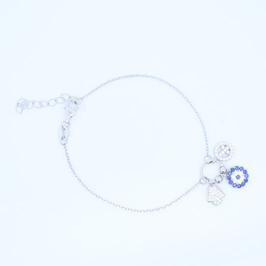 Silver EvilEye Charms Bracelet