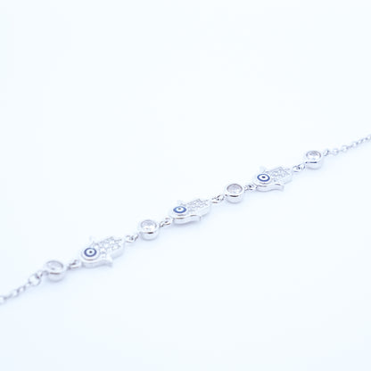 Silver EvilEye Cz Bracelet