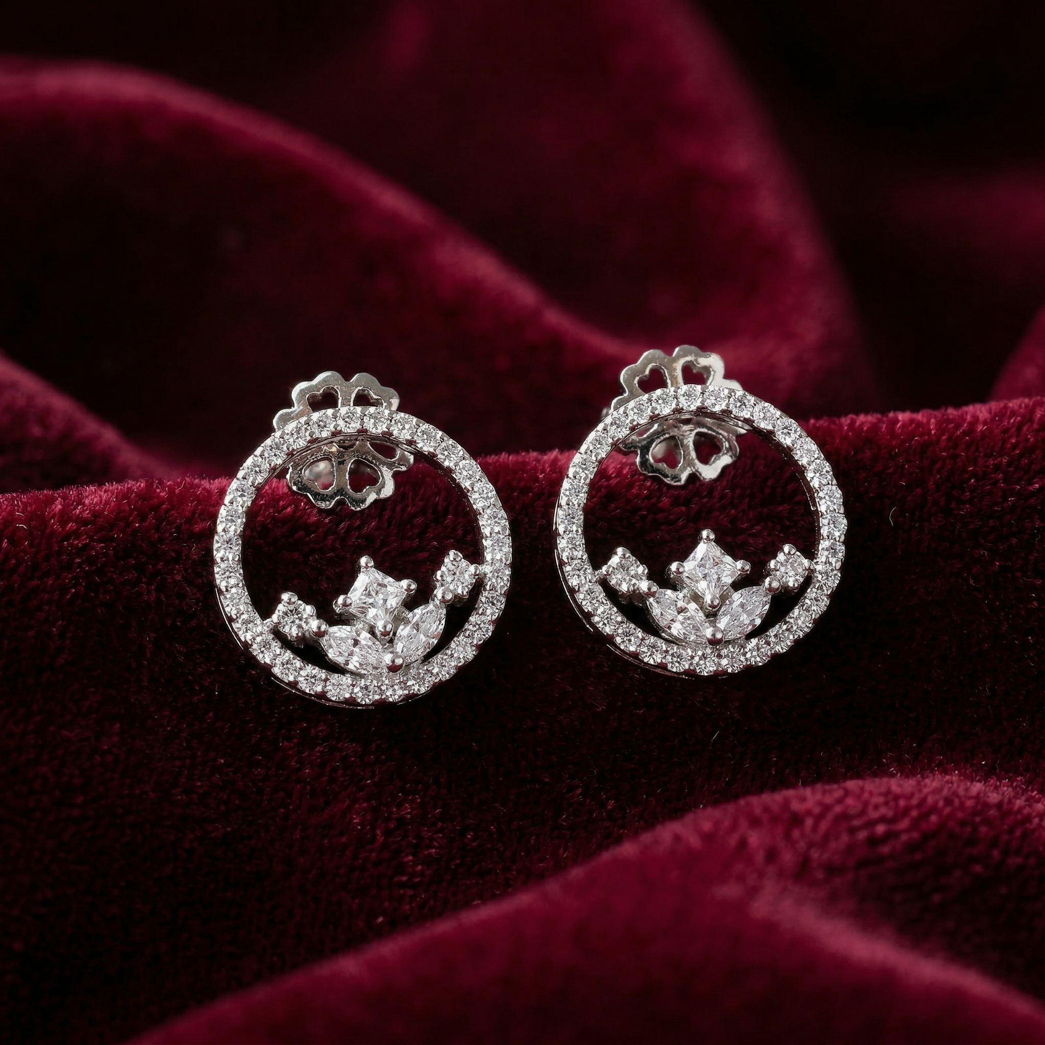 Silver delicate round earrings