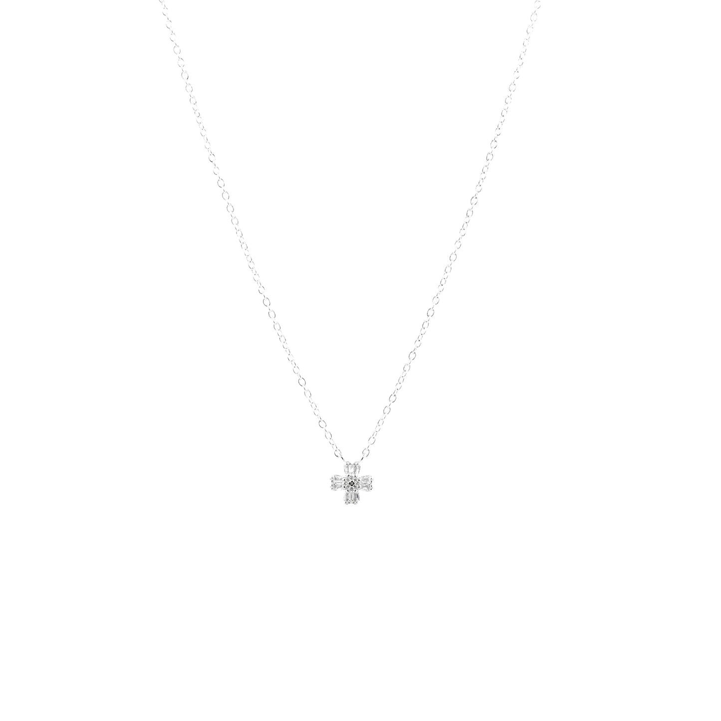 Silver White Floral Charm Jewelry Set