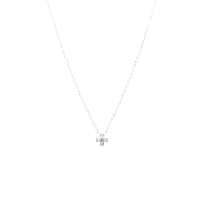 Silver White Floral Charm Jewelry Set