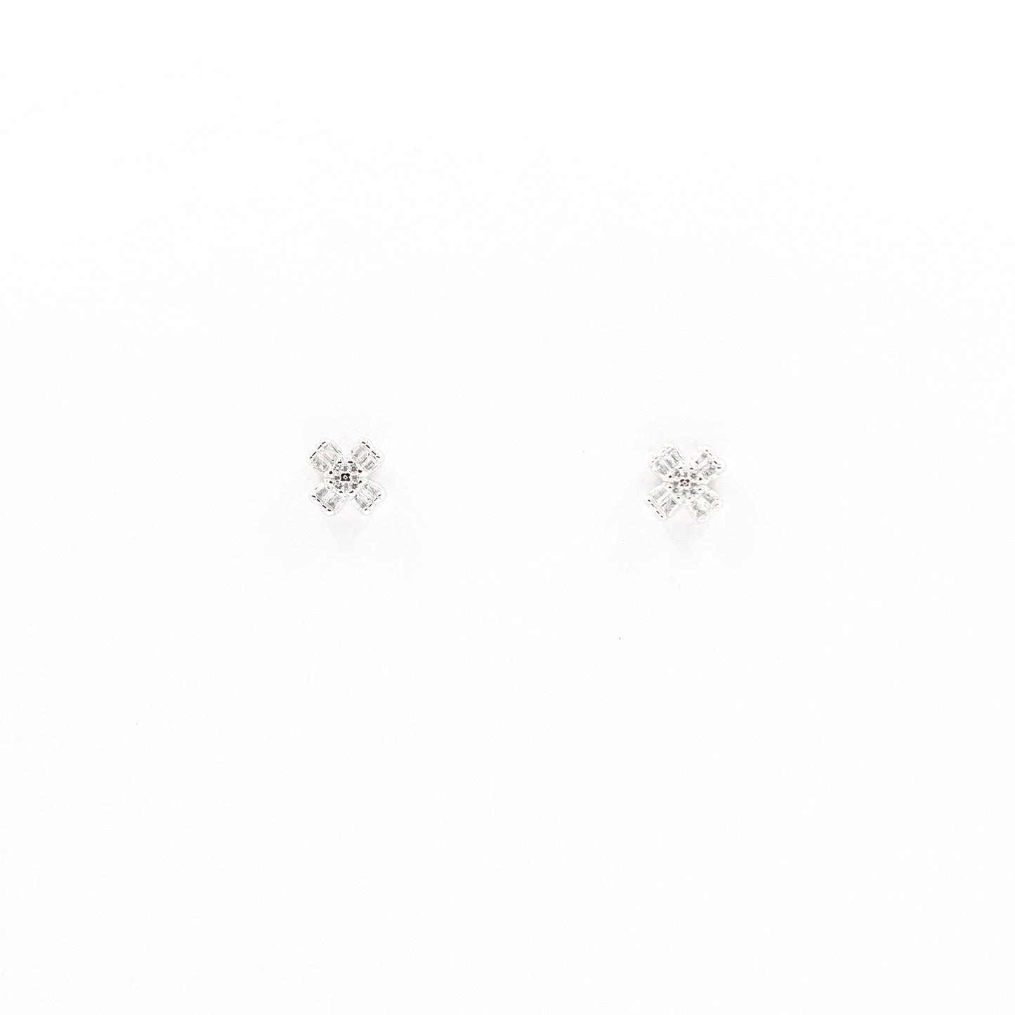 Silver White Floral Charm Jewelry Set