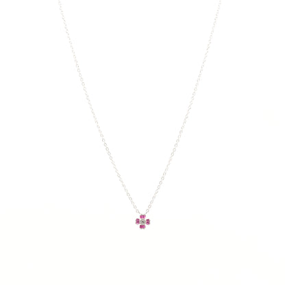 Silver Pink Floral Charm Jewelry Set