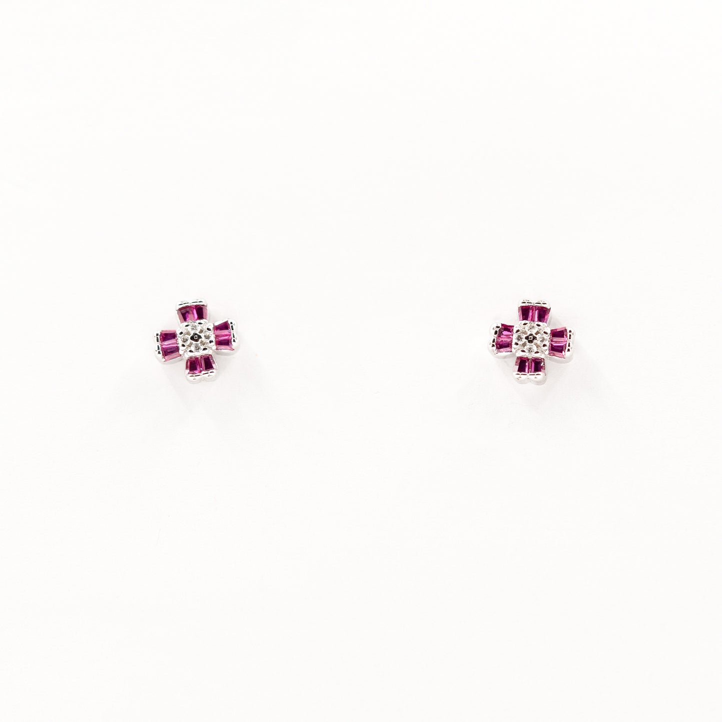 Silver Pink Floral Charm Jewelry Set