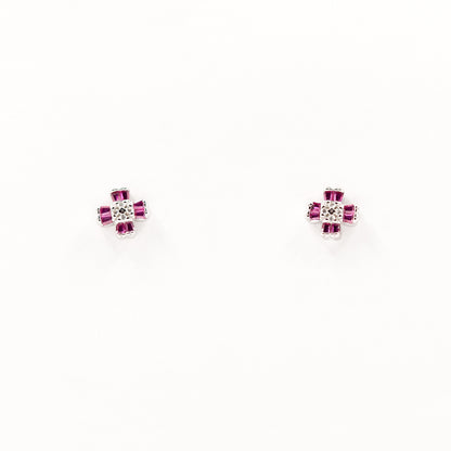 Silver Pink Floral Charm Jewelry Set