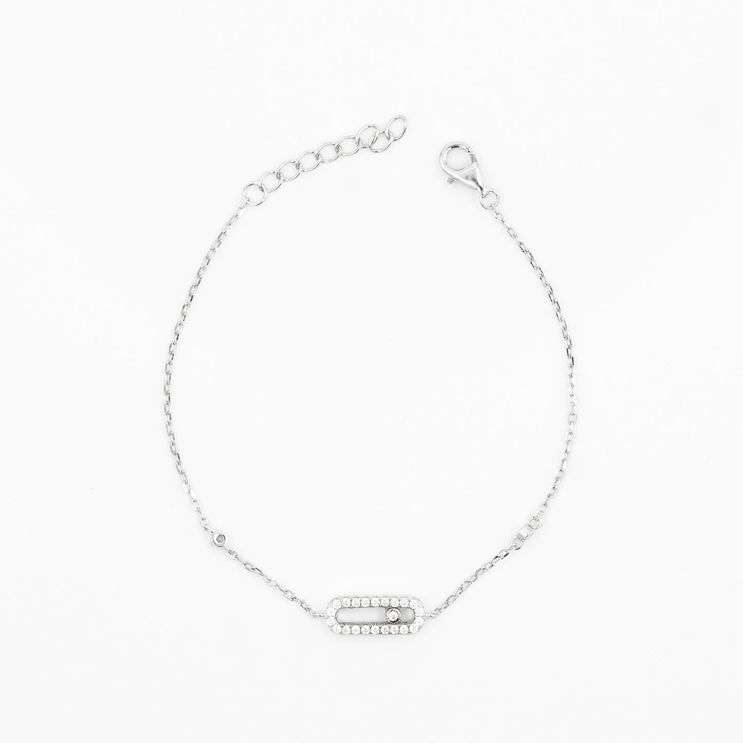 Silver Diamond Rectangle Delicate Bracelet