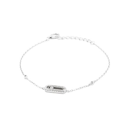 Silver Diamond Rectangle Delicate Bracelet