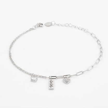 Silver Love-Inscribed Delicate Bracelet
