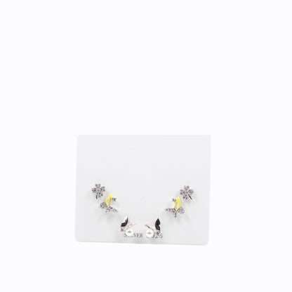 Silver Radiant Butterfly Trio Earrings
