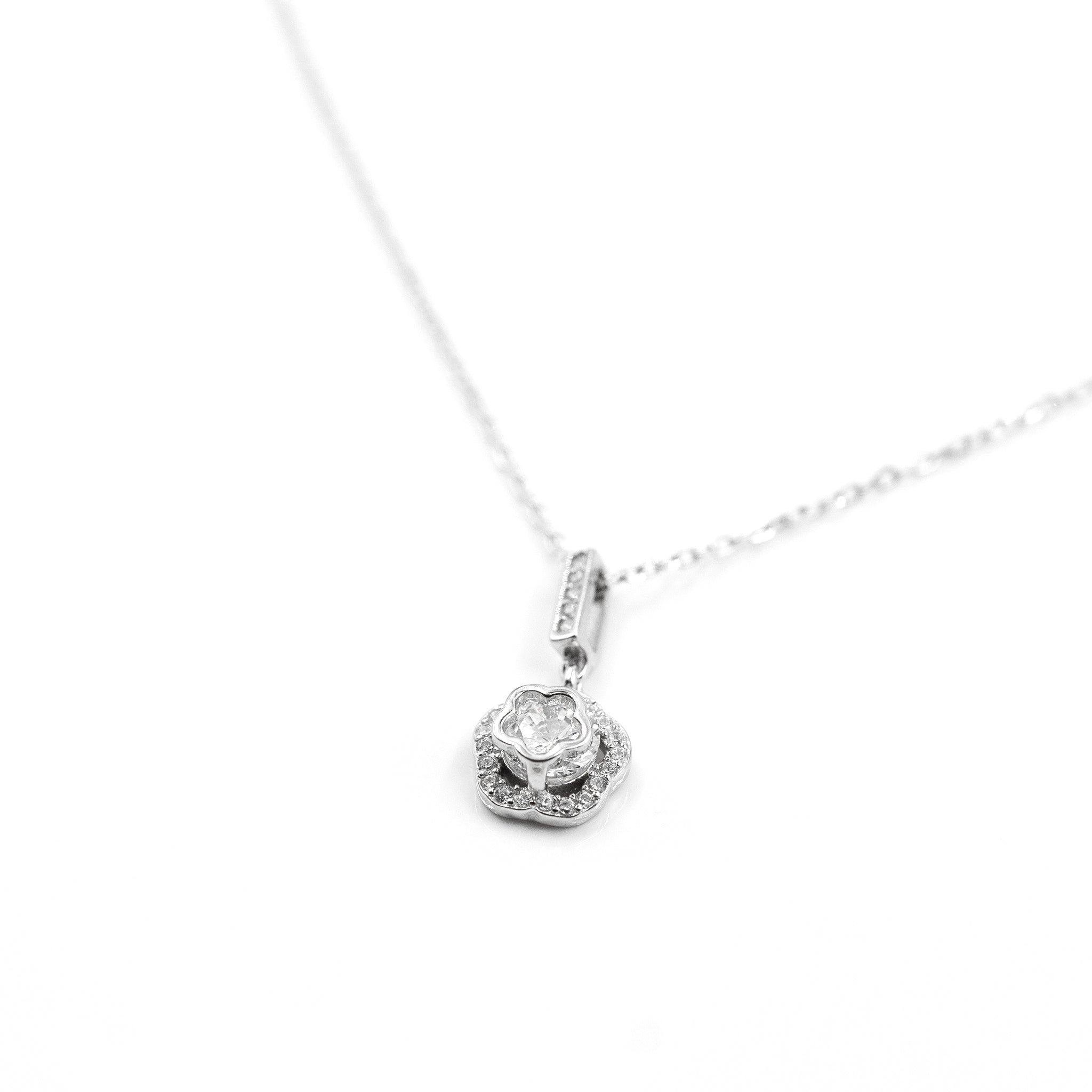 Silver Blossom Solitaire Necklace