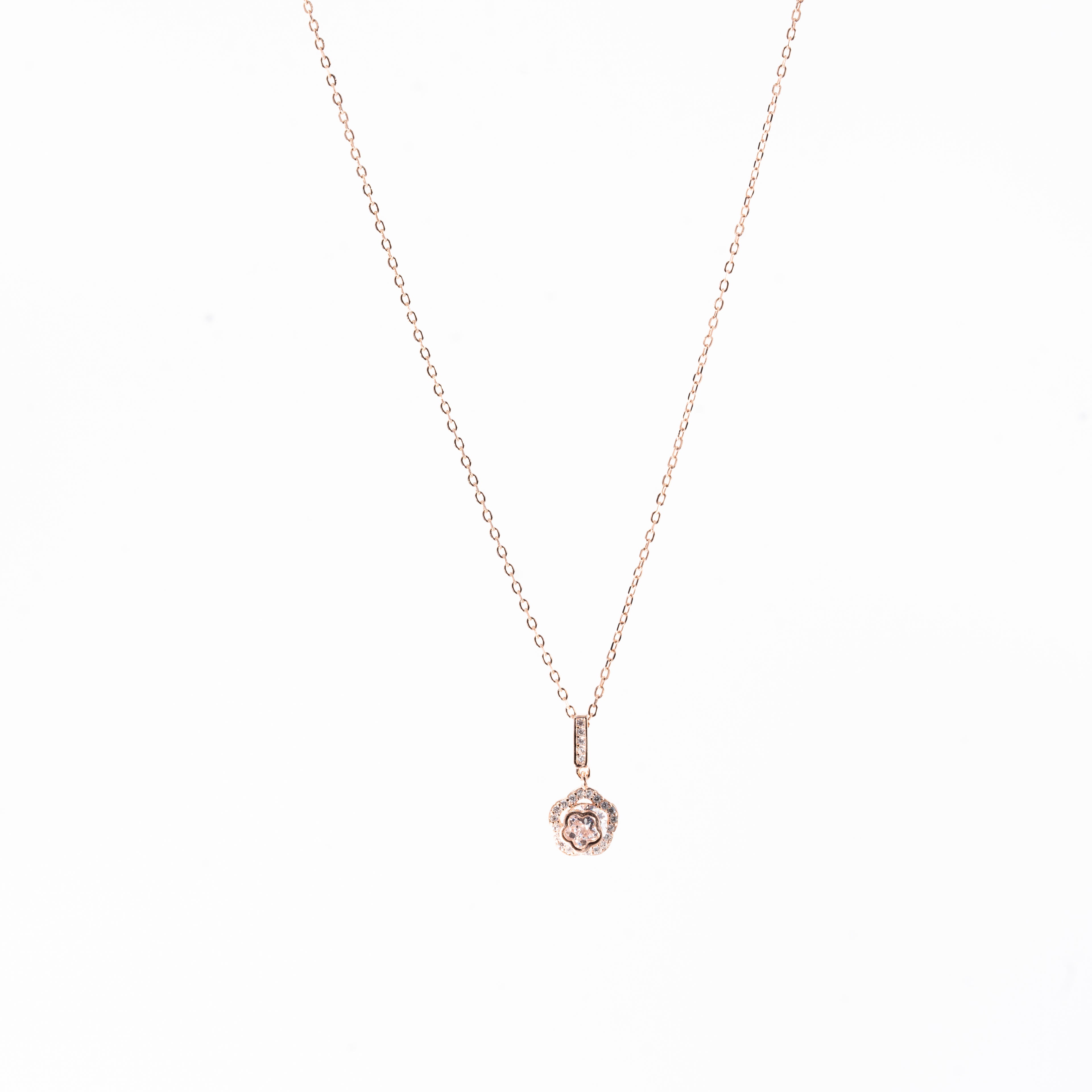 Rose Gold Blossom Solitaire Necklace
