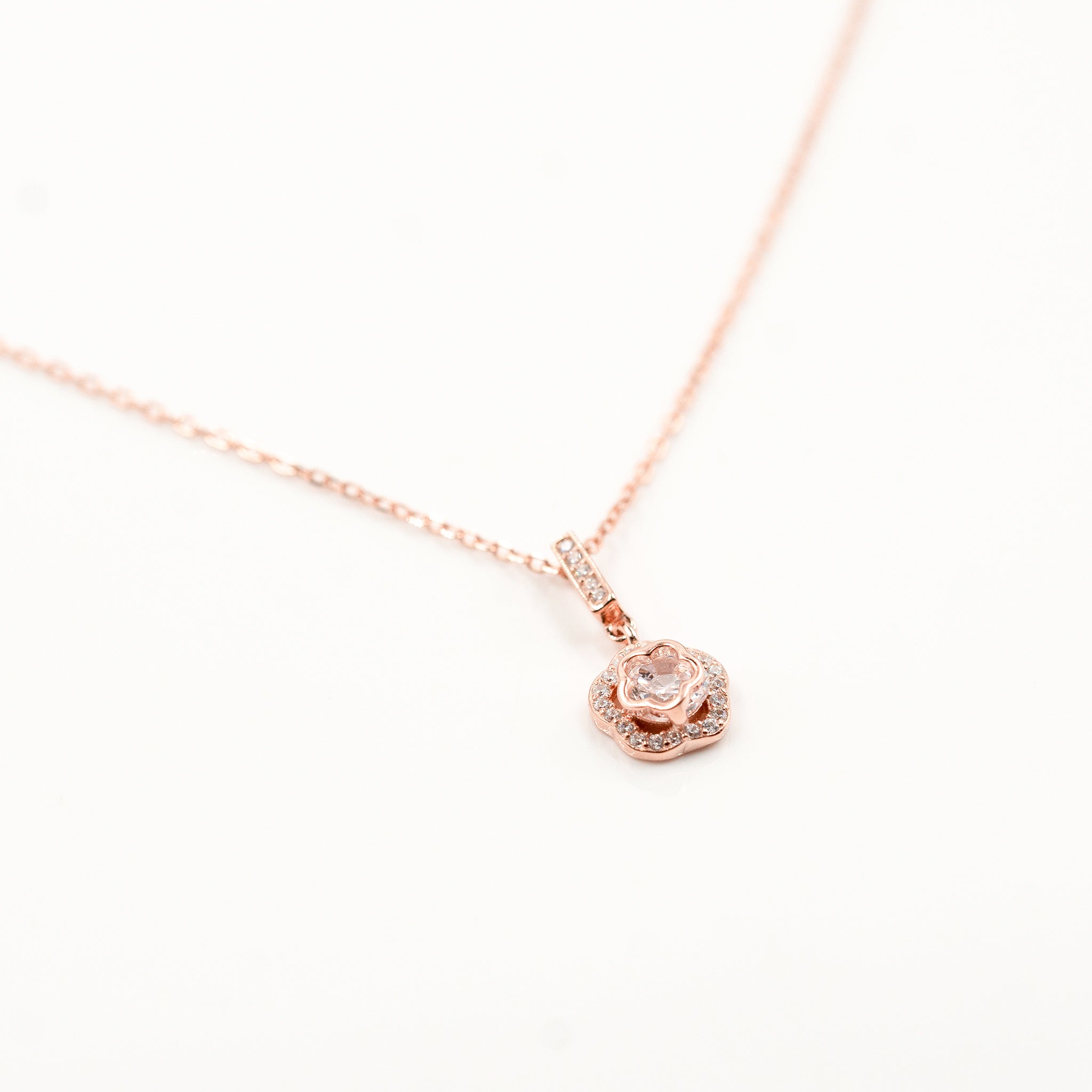 Rose Gold Blossom Solitaire Necklace
