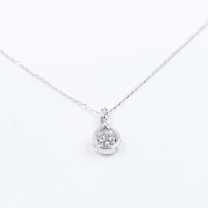 Silver Dazzling Diamond Circle Necklace
